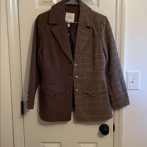 Avec Les Filles Houndstooth Blazer with Gold Accents